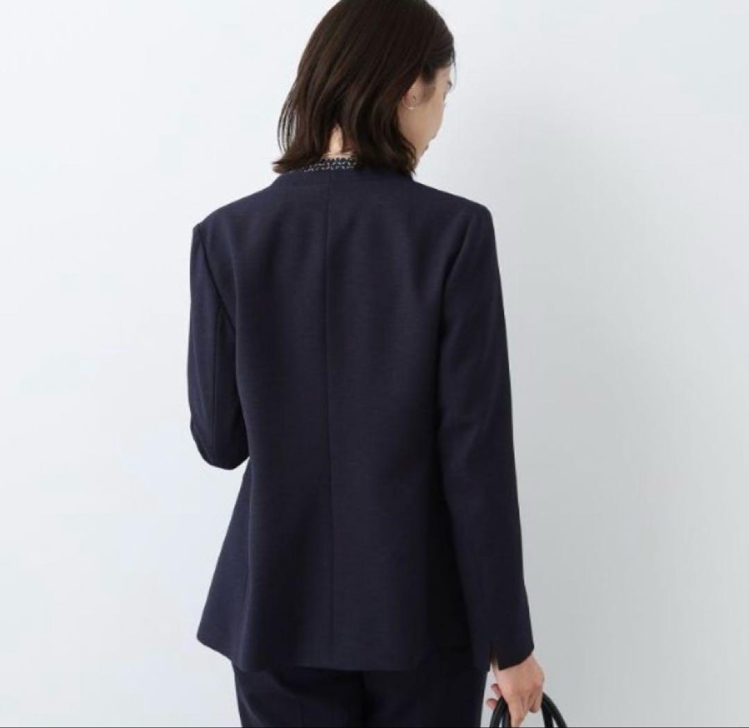 INDIVI 春秋素材スーツ　セットアップ　ネイビー