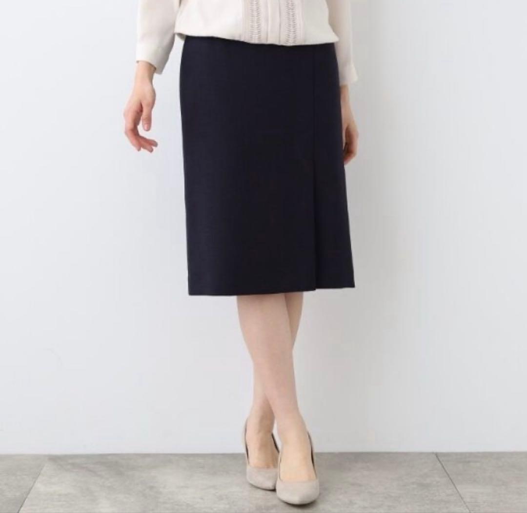 INDIVI 春秋素材スーツ　セットアップ　ネイビー