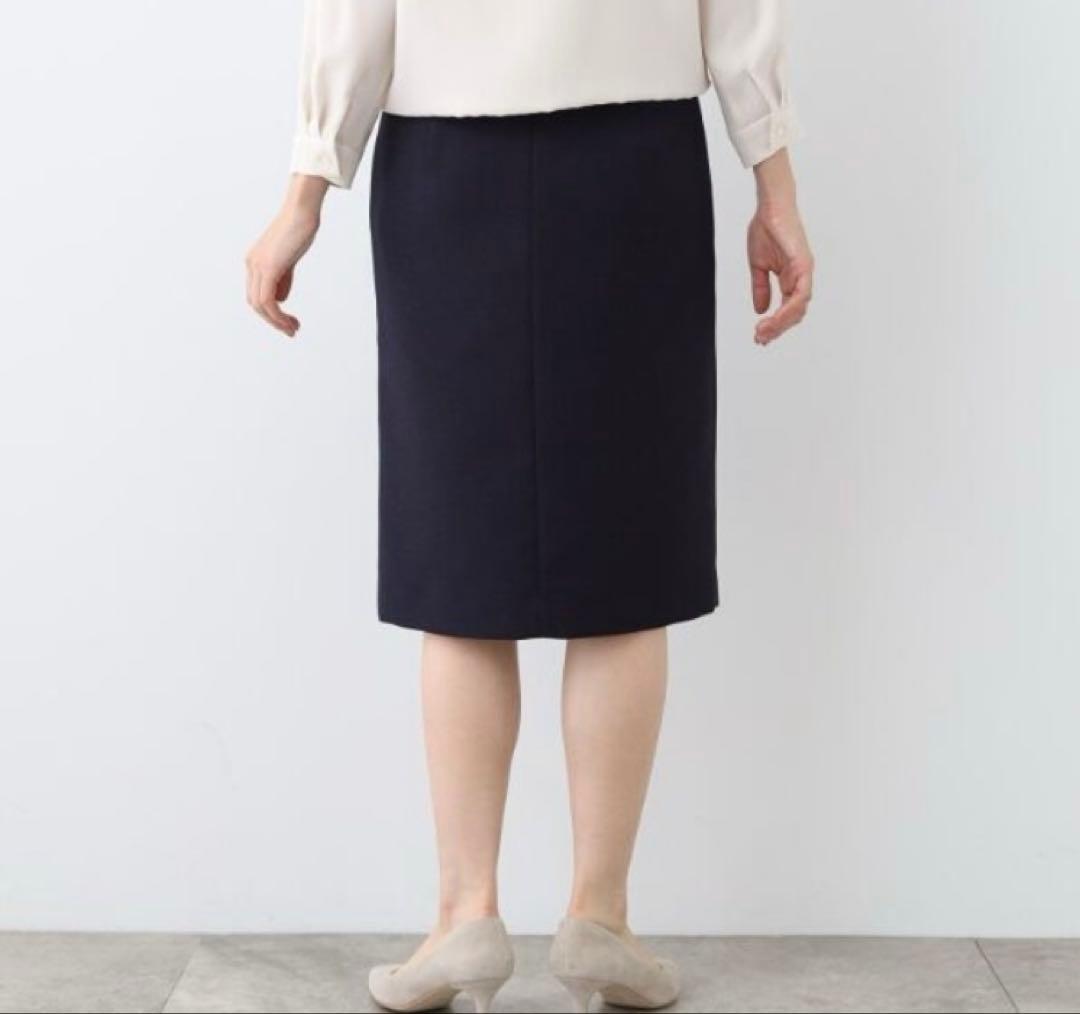 INDIVI 春秋素材スーツ　セットアップ　ネイビー