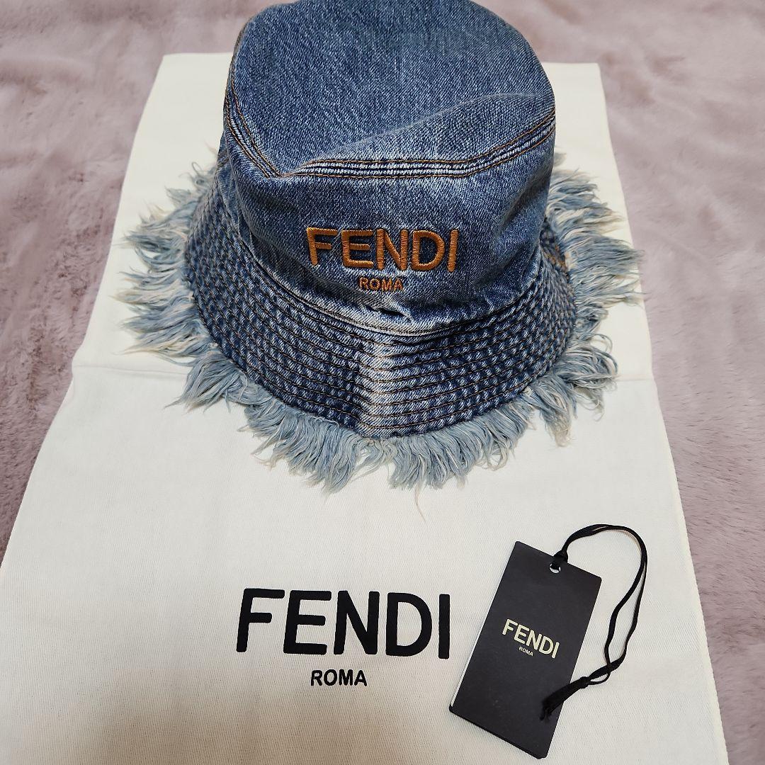 FENDI デニムバケットハット フリンジ付き