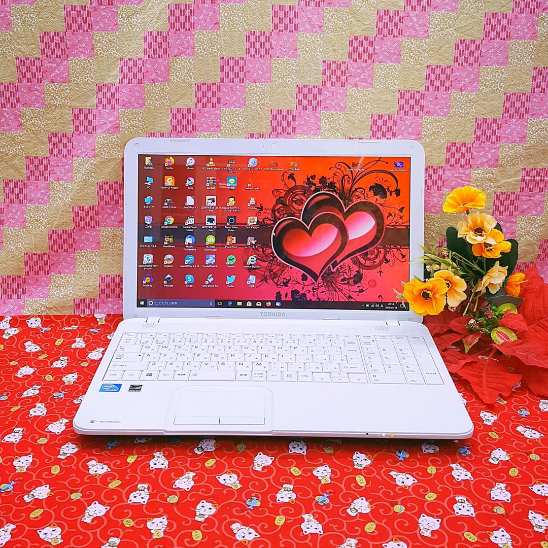 美品！東芝 HDD500GB 綺麗なホワイトノートパソコン！Win10 動画編集