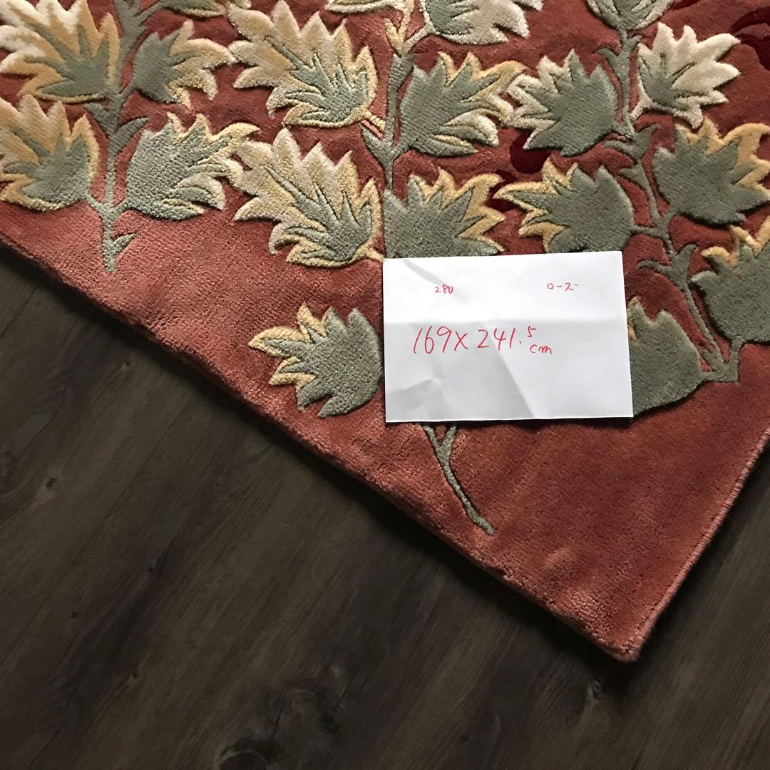 花柄 和風 ラグ ラグマット 段通 絨毯169×241.5cm ローズ