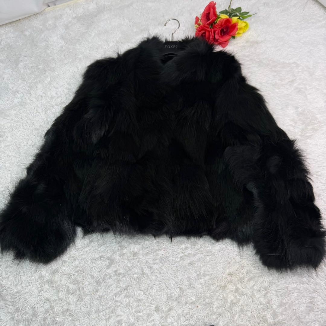 ブルーフォックス クロップド 裏地総柄 軽量 リアルファー 本毛皮