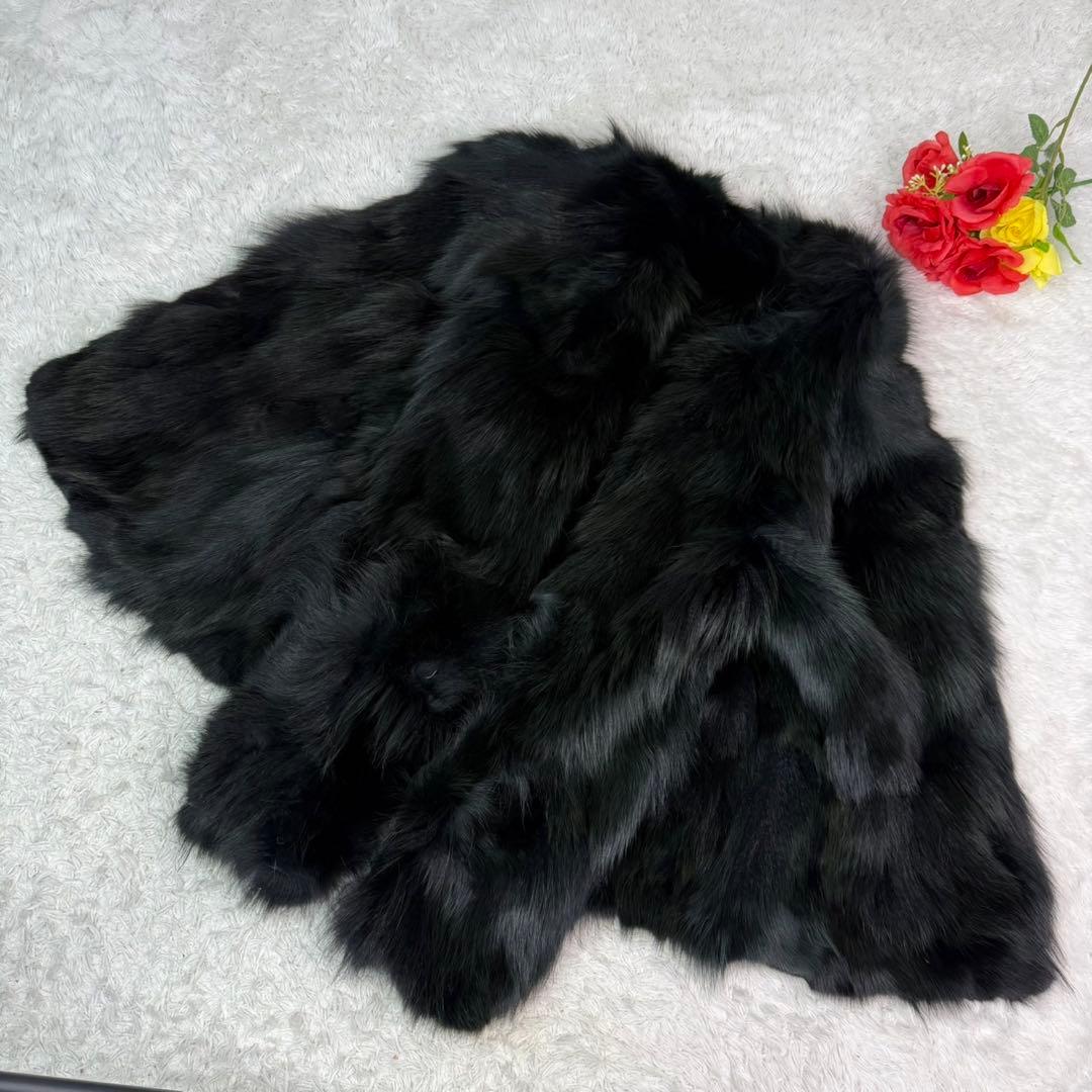 ブルーフォックス クロップド 裏地総柄 軽量 リアルファー 本毛皮