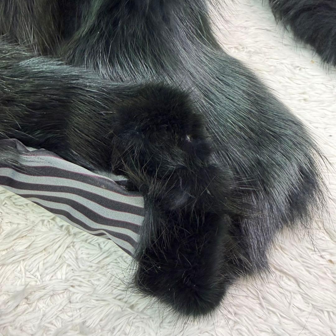 ブルーフォックス クロップド 裏地総柄 軽量 リアルファー 本毛皮