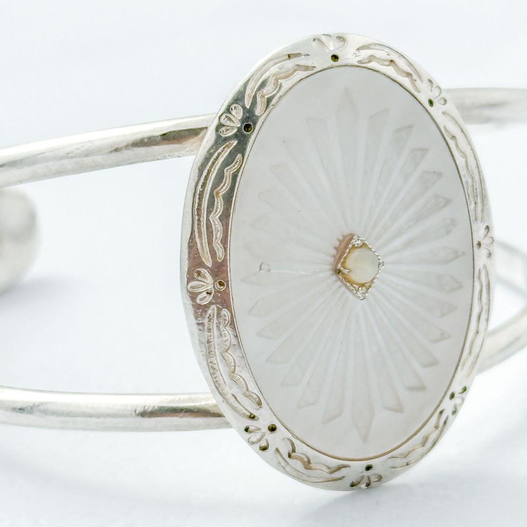 agete アガット　シルバー　シェル　バングル　オパール　オーバル
