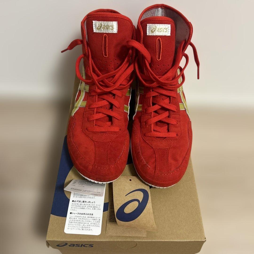 asics ボクシングシューズ レッド/ゴールド