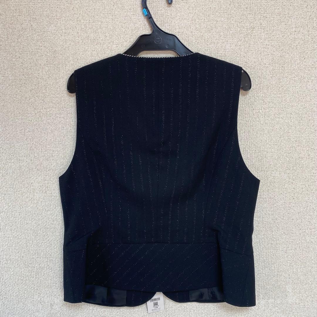 【新品タグ付き】アンジョア 事務服 13号 ベスト スカート ラメストライプ