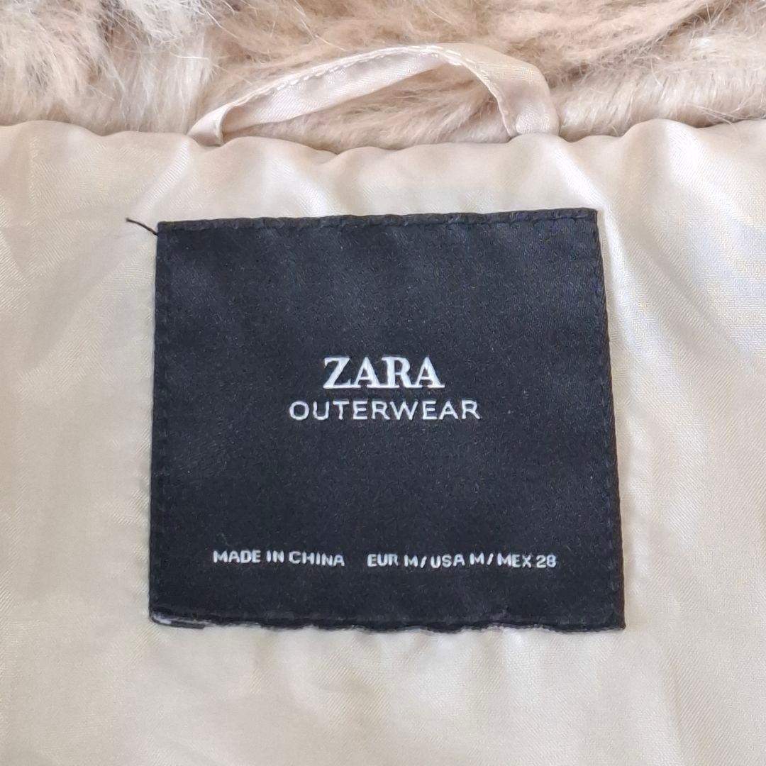 ZARA ザラ フェイクファーコート エコファー ナチュラルベージュ系 М
