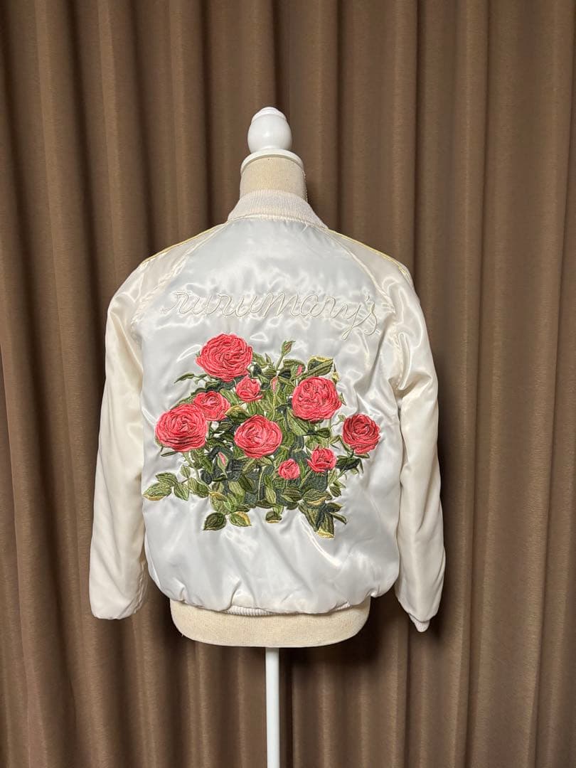 ビームス クチュール×ルル メリー花＆スワン刺繍入りスカジャン