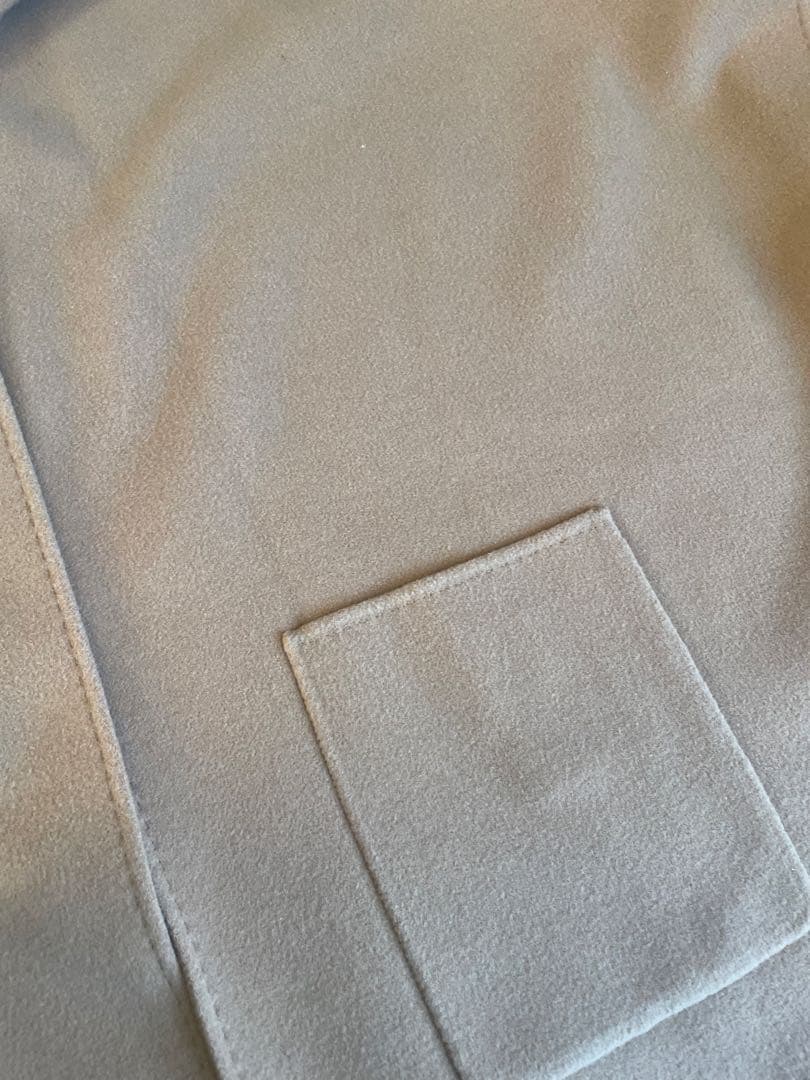 フード付きベージュウールコート フリーサイズ