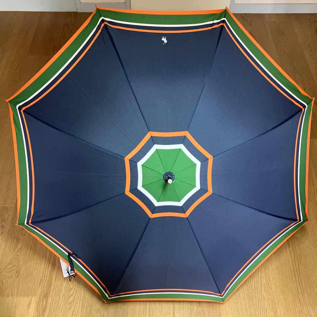 【未使用品】ポロラルフローレン ボーダー 長傘 ジャンプ式 耐風傘 ネイビー