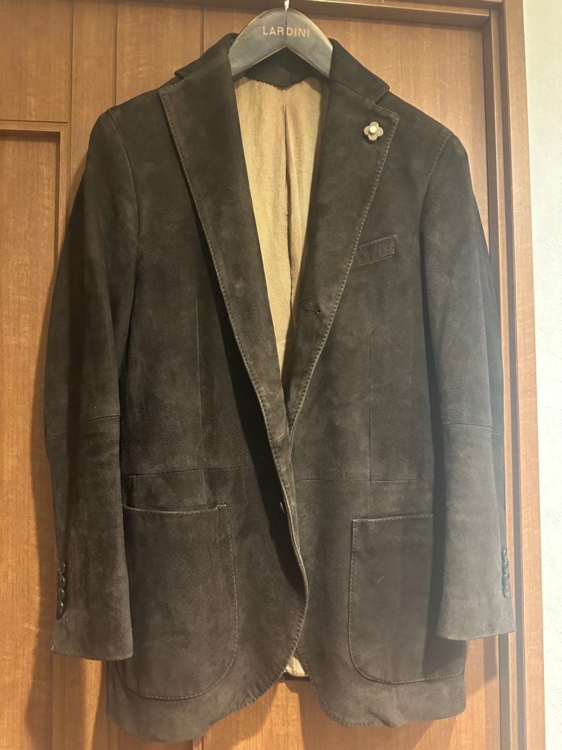 サービス品⭐️LARDINI ダークブラウン レザー テーラードジャケット