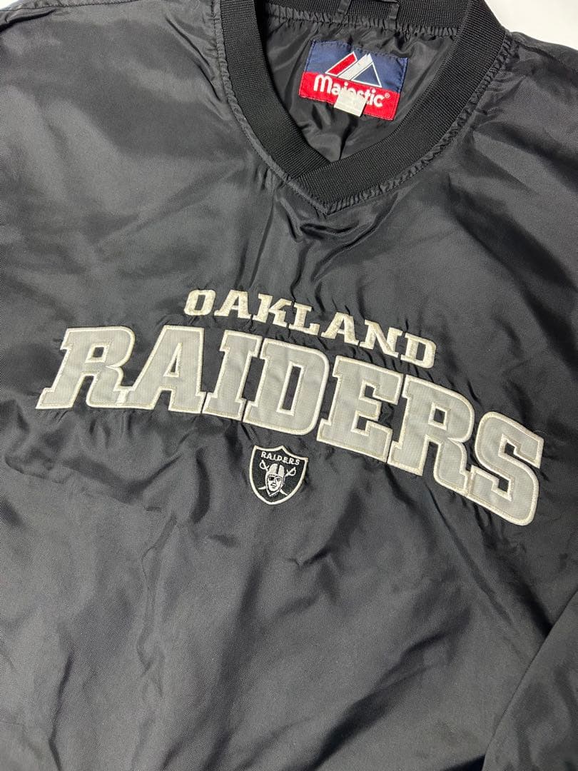 Majestic ゲームシャツ　長袖　ブラック　RAIDERS ナイロン　XL