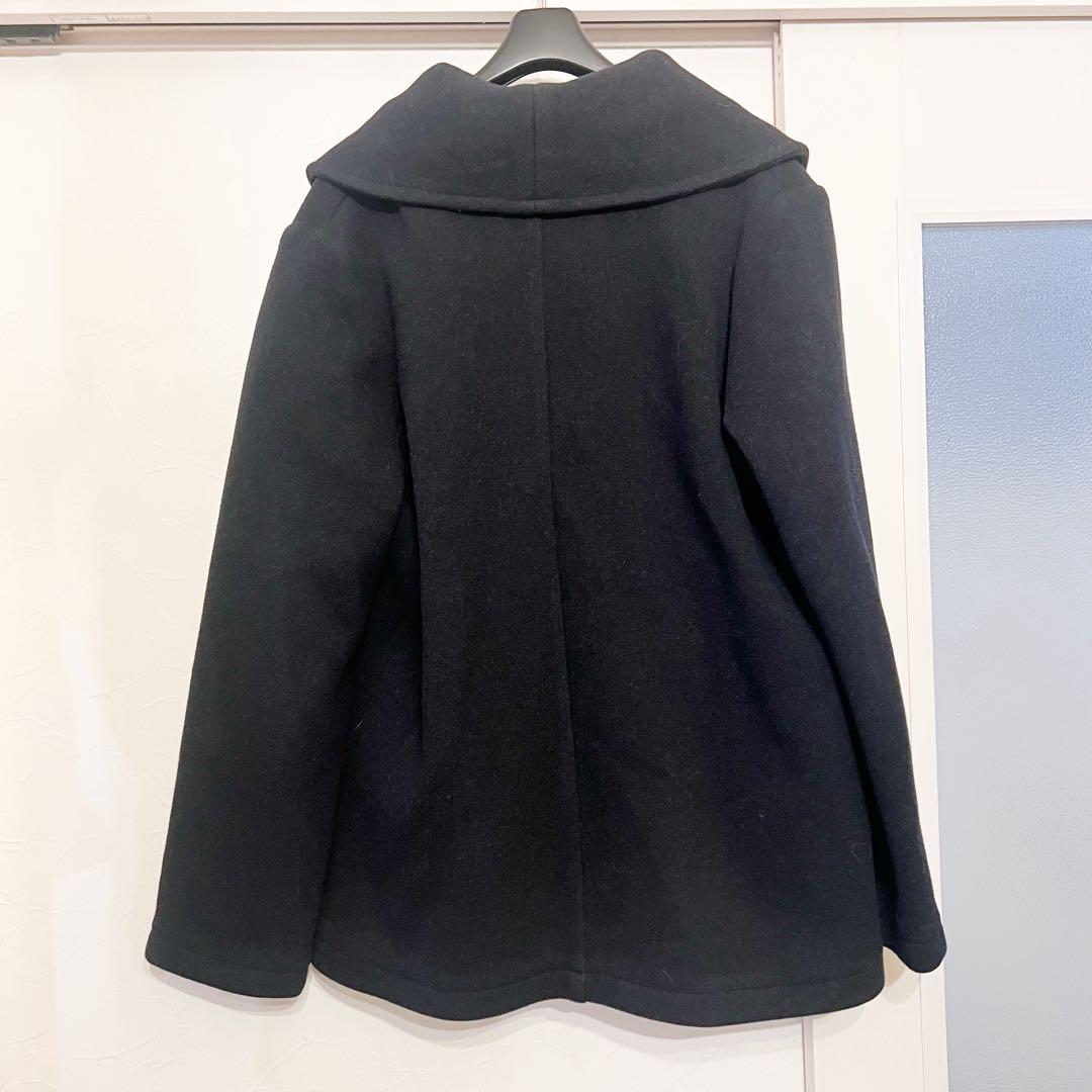 セオリーリュクス ショールカラー ダブルフェイス ショートコート ネイビー