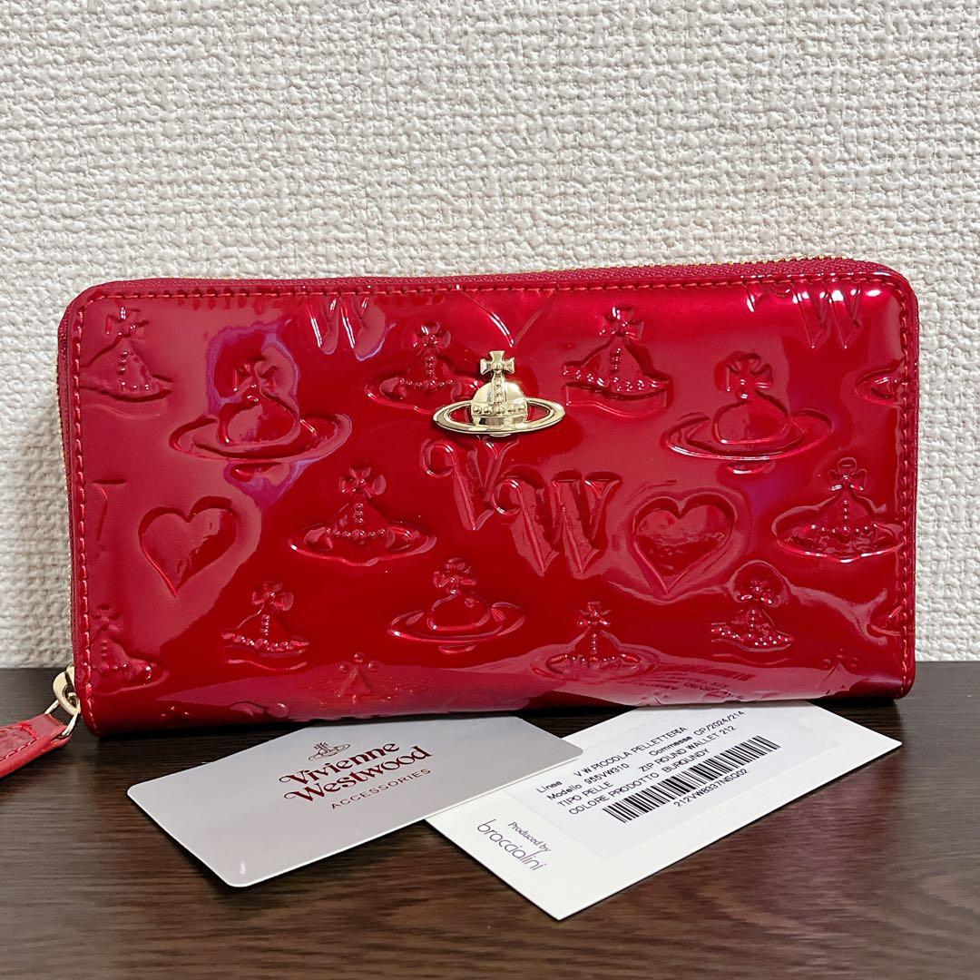 VivienneWestwood 財布　レッド　エナメル　型押し　長財布