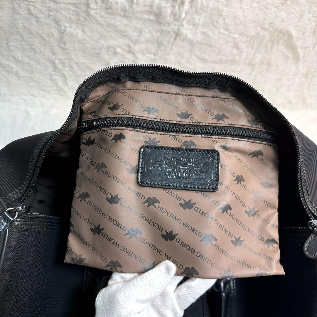 【美品】ハンティングワールド　ボストンバッグ　大容量　旅行　ハンドバッグ　黒