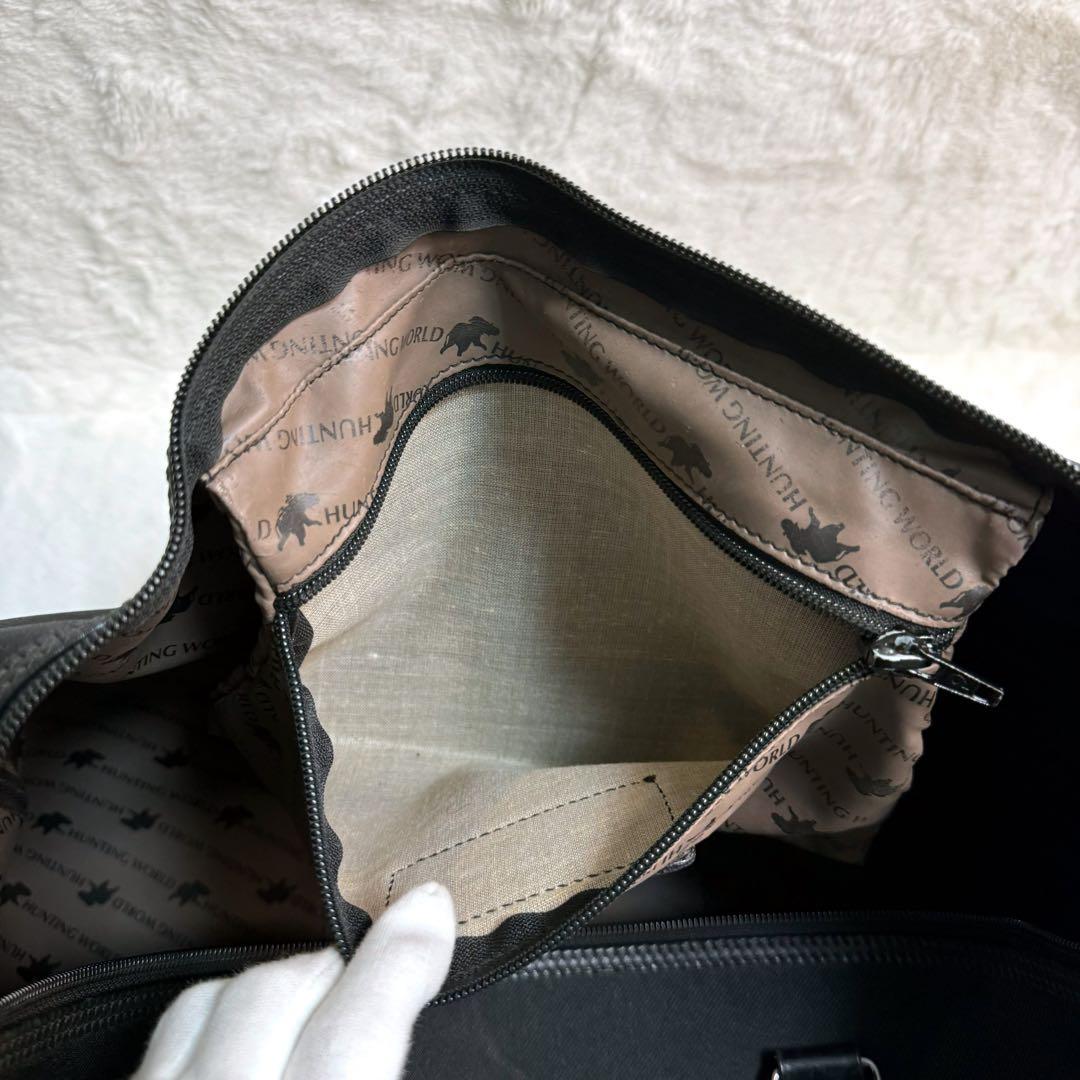 【美品】ハンティングワールド　ボストンバッグ　大容量　旅行　ハンドバッグ　黒