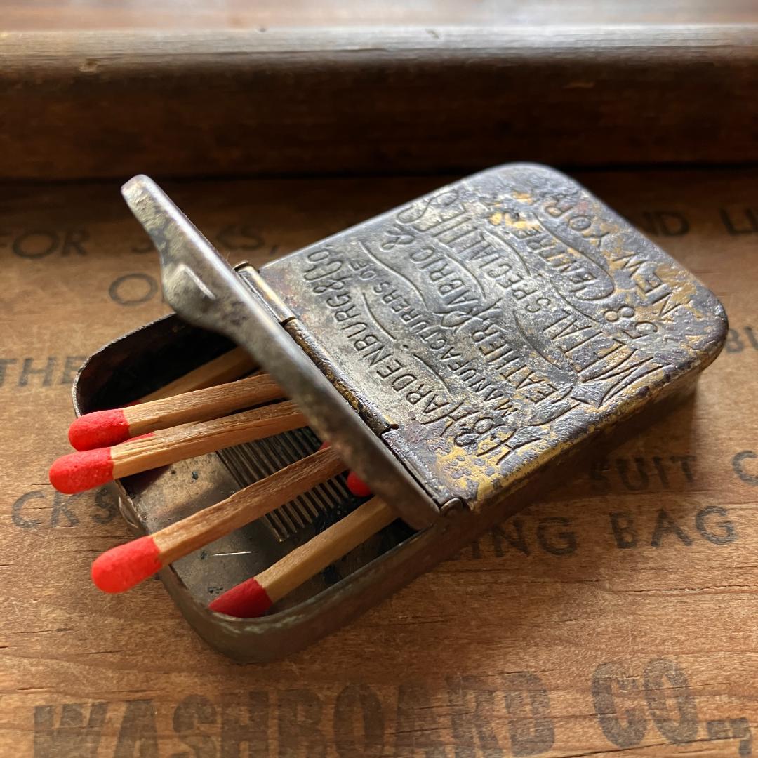US広告入マッチケース／1800年代／真鍮製／ノベルティ／Match Safe