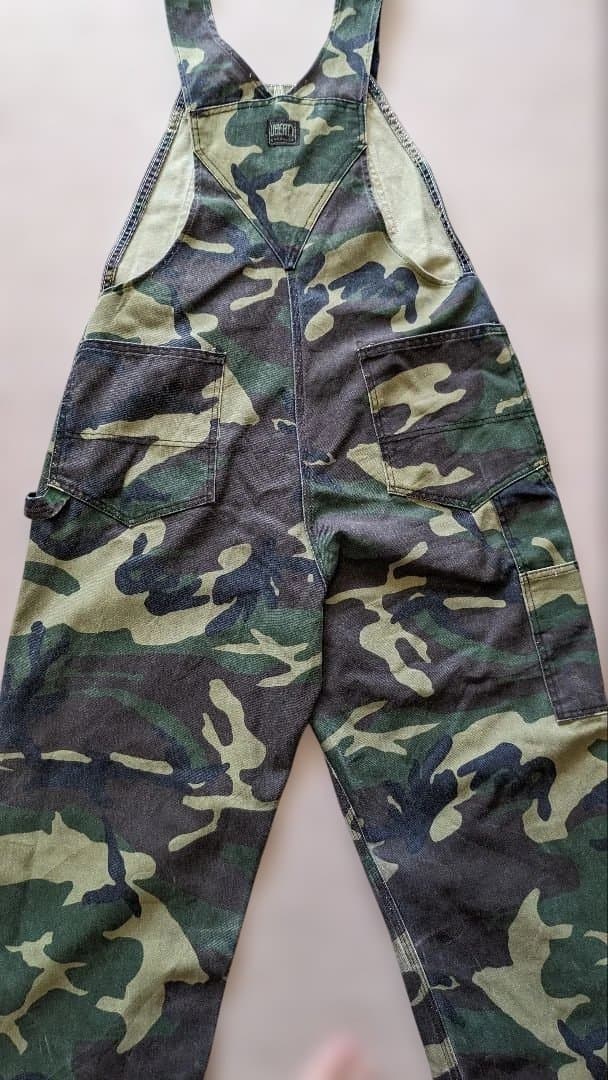90s Liberty usa製 オーバーオール 迷彩 ダブルニー W38 古着