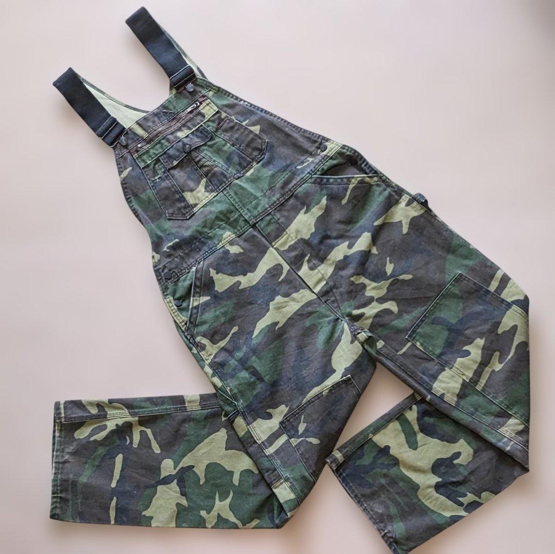 90s Liberty usa製 オーバーオール 迷彩 ダブルニー W38 古着