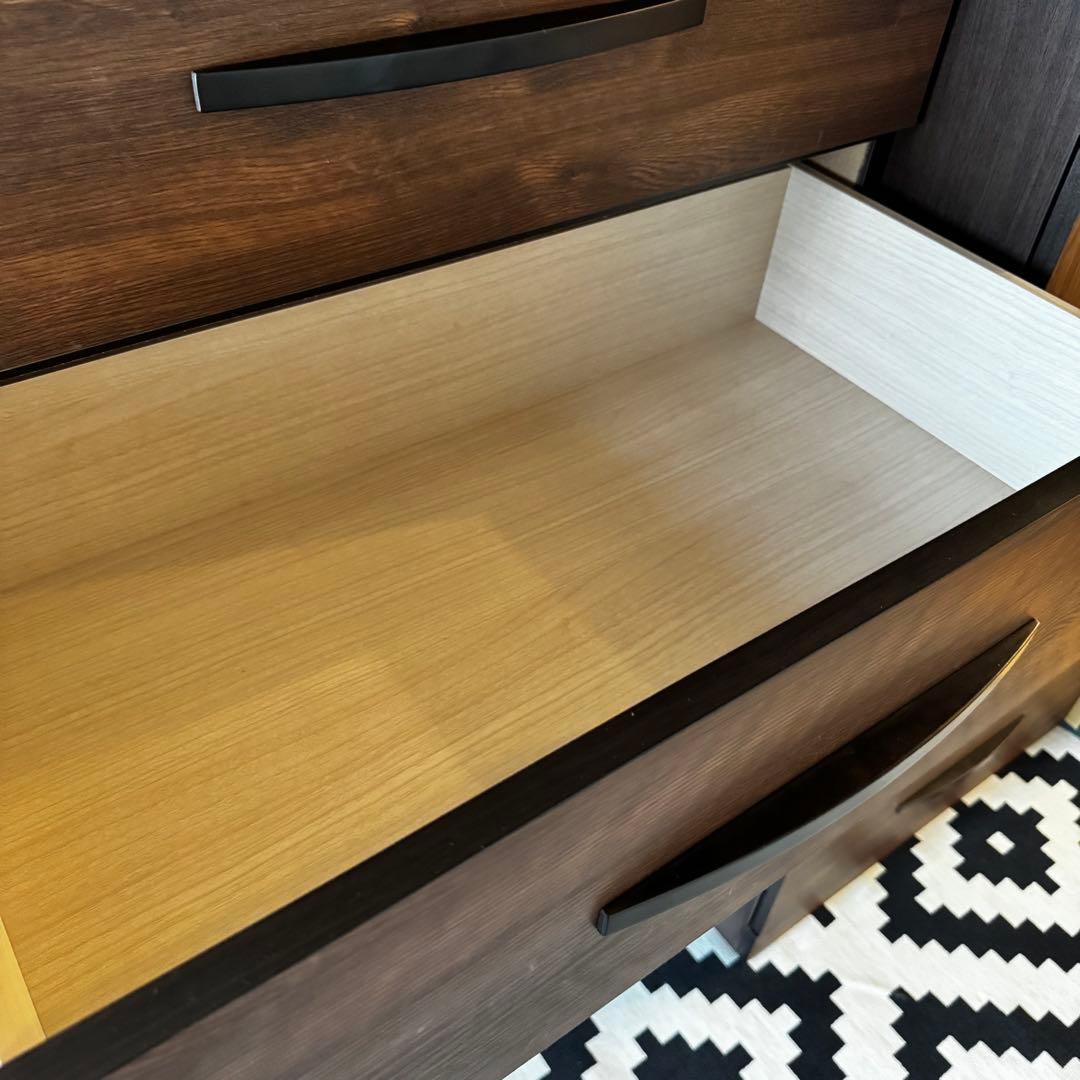幅80cm 送料込 ウォルナット調 ハイチェスト たんす