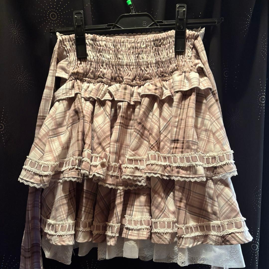 LIZLISA リズリサ はしごリボンチェックティアードスカパン