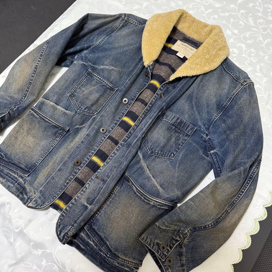 超美品 希少 RRL デニム ボア ジャケット シェアリング ランチコート S
