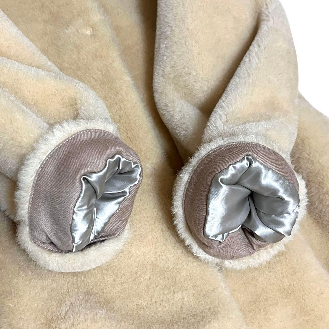 自由区 Wool Mouton ウールムートン ノーカラーコート 44 ファー