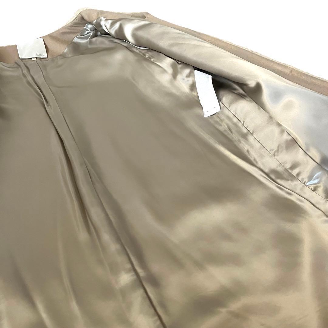 自由区 Wool Mouton ウールムートン ノーカラーコート 44 ファー