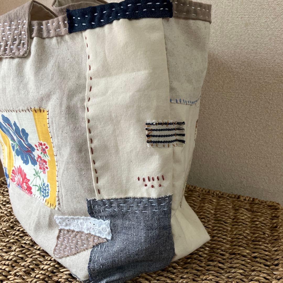 ハンドメイド　ちくちく∴手縫い＊バック　 刺し子　パッチワーク