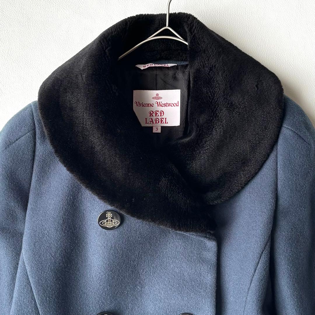 美品✨ヴィヴィアンウエストウッド　ウールメルトンコート　オーブ　Aライン　ファー