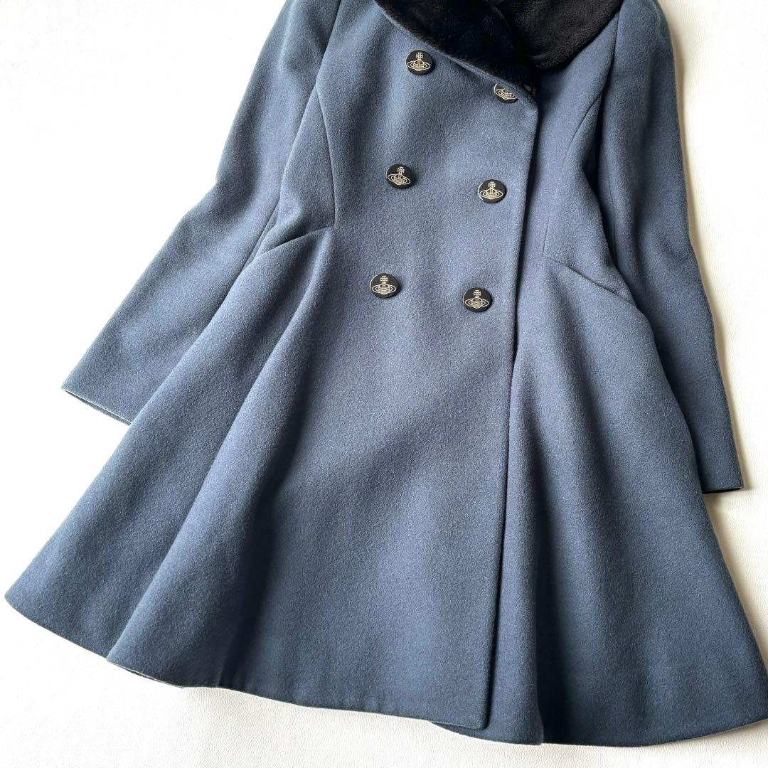美品✨ヴィヴィアンウエストウッド　ウールメルトンコート　オーブ　Aライン　ファー