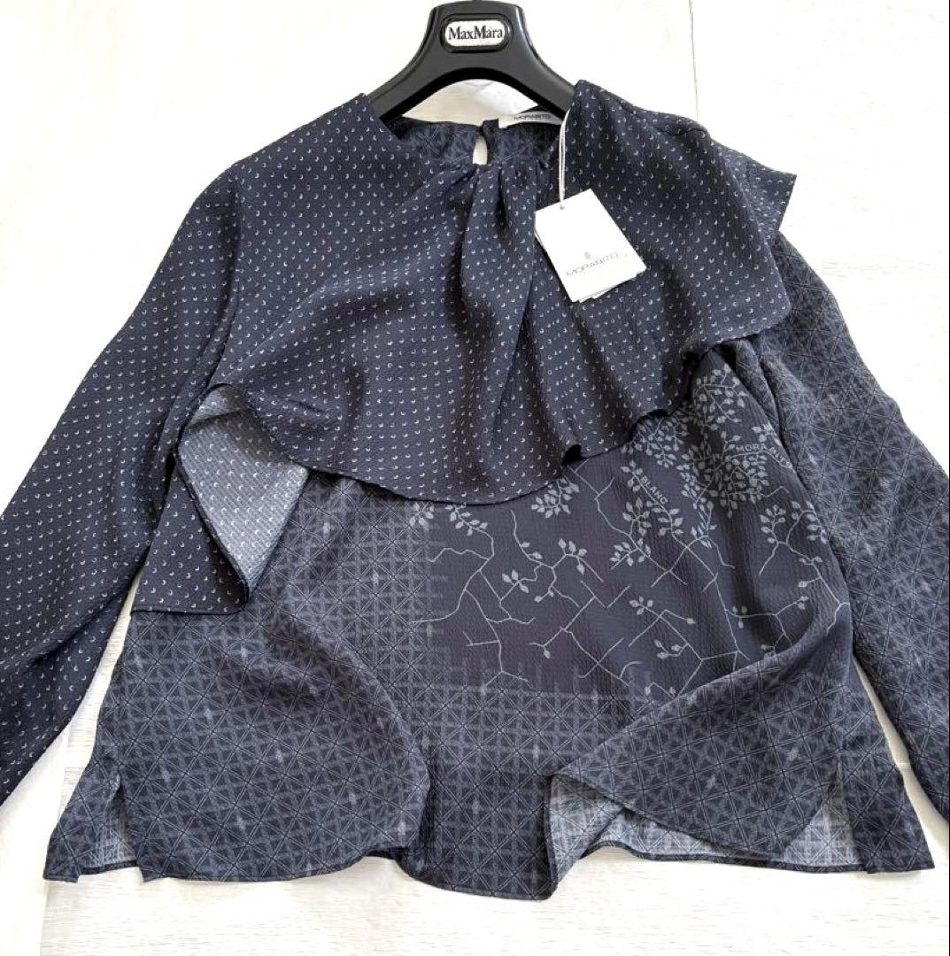 新品　今季モラビト ブラン　上品リュクスなブラウス　サイズ４０　¥64900