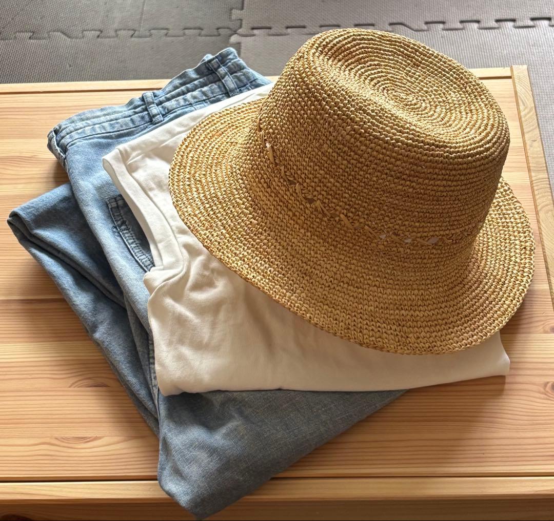 【試着のみ】45rpm ☆ ストローハット ☆ ナチュラル