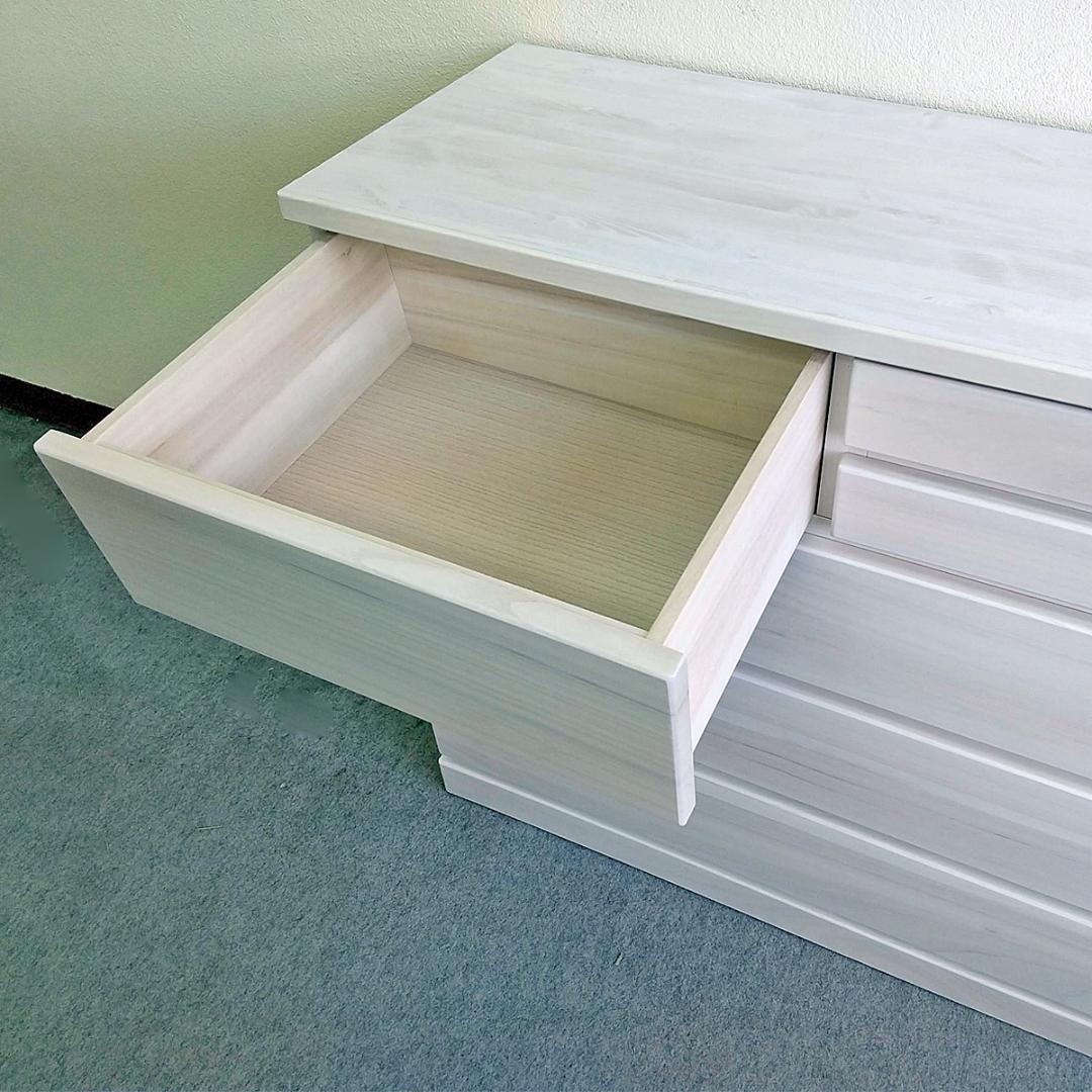 訳ありB品　100cmローチェスト4段　国産品　ホワイト　桐　スライドレール引出