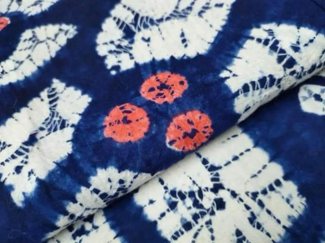 浴衣◆美品◆有松鳴海絞り 手縫い 青 花柄 身丈162.5 裄65.5 洗濯済み