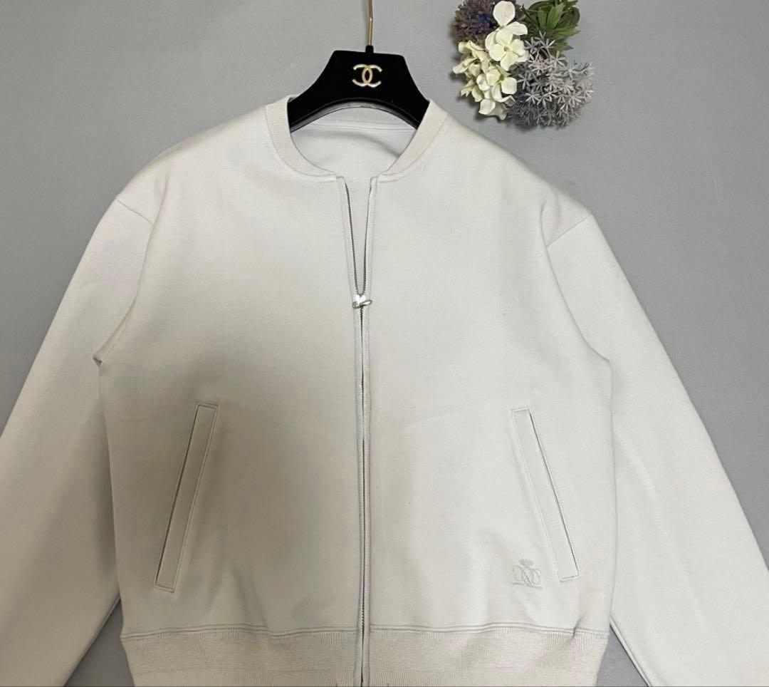 ドゥロワー コットン ロゴ刺繍 ジップアップ ブルゾン ジャケットライトグレー