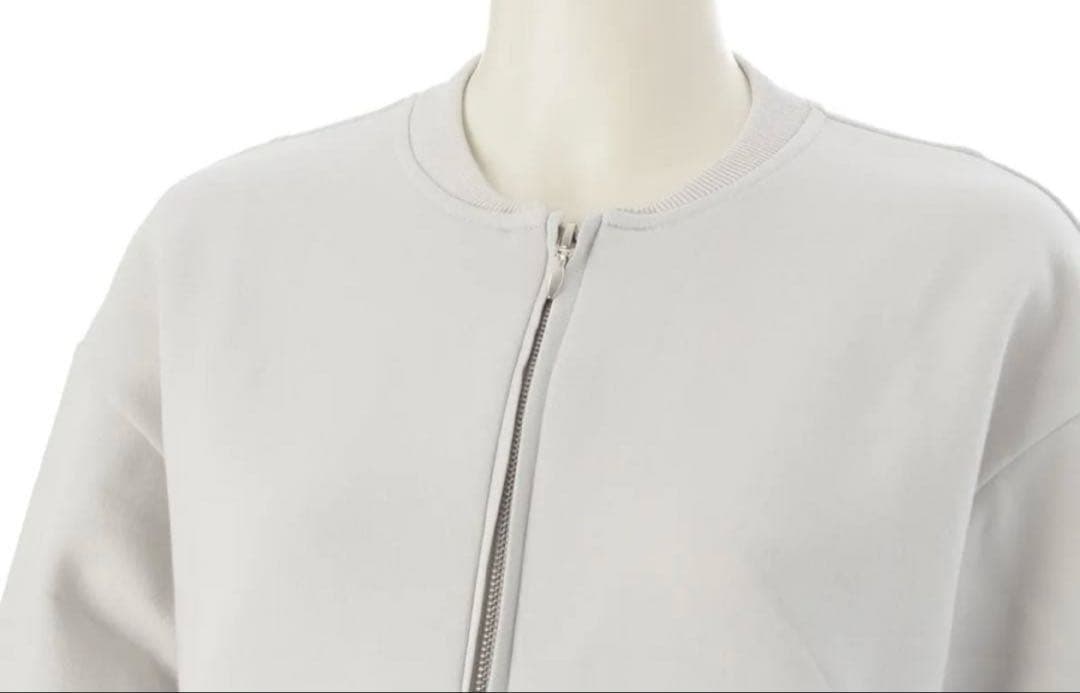 ドゥロワー コットン ロゴ刺繍 ジップアップ ブルゾン ジャケットライトグレー