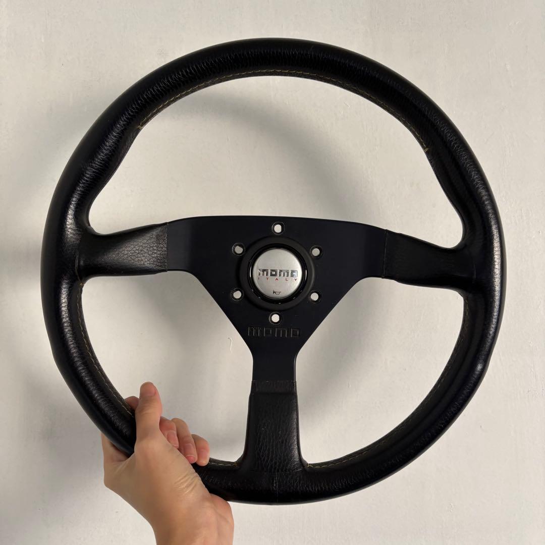 MOMO ステアリングホイール 3スポーク 黒　ベローチェレーシング　セット販売