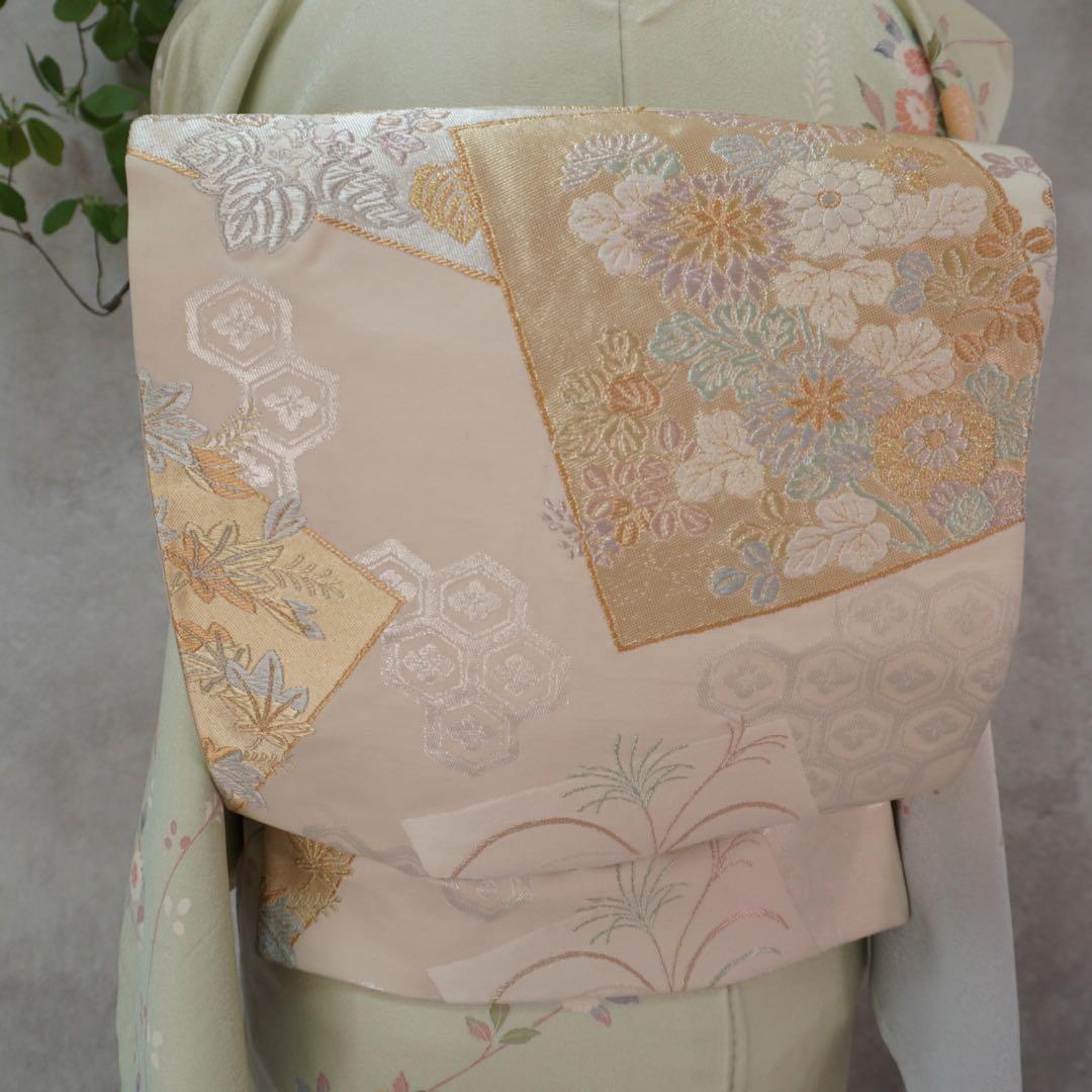 訪問着フルセット　259 正絹　入学式　お宮参【訪問着、袋帯、帯締め、帯揚げ】