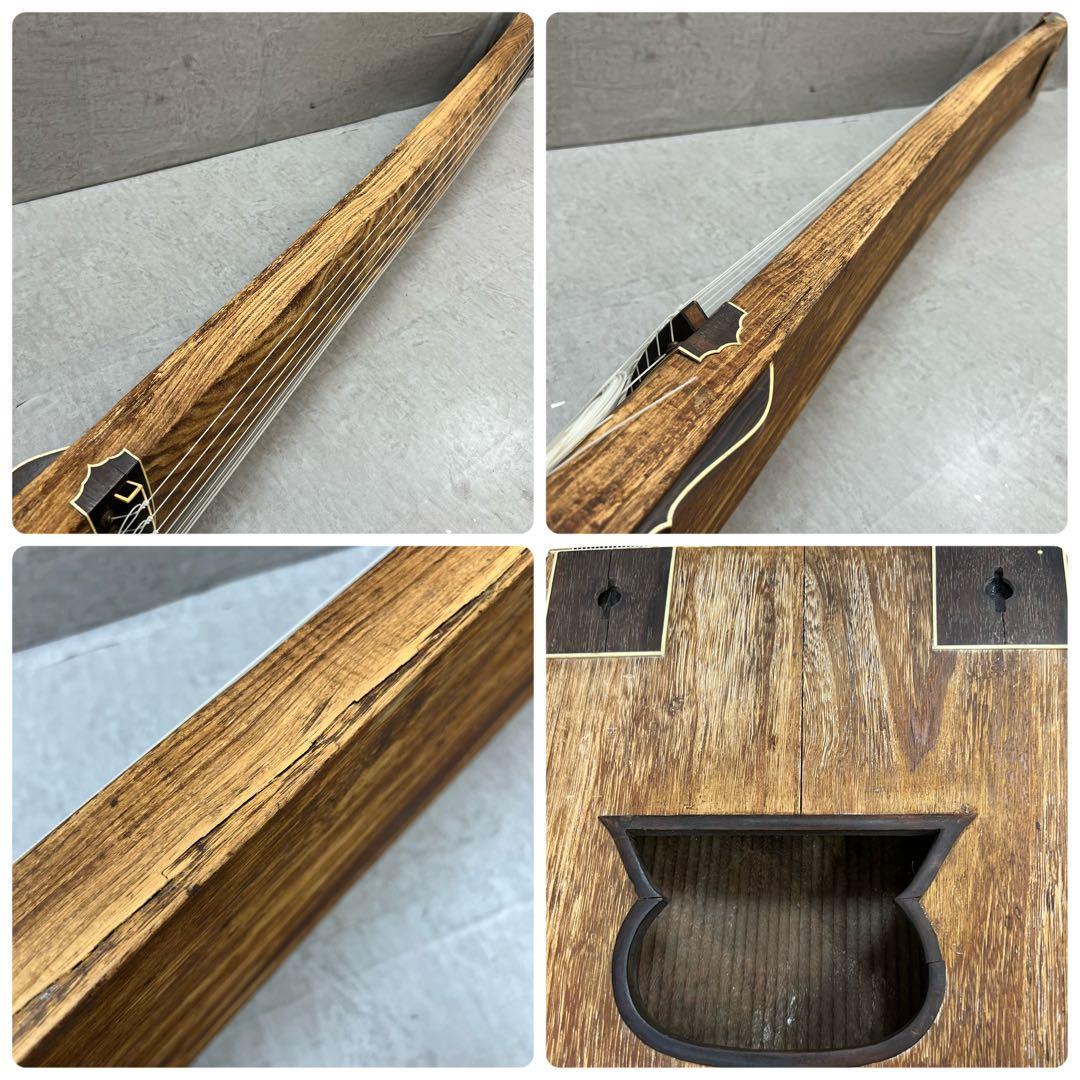 高級上角 琴　金蒔絵　口前装飾あり　13弦　筝 和楽器　弦楽器　ジャンク　現状品