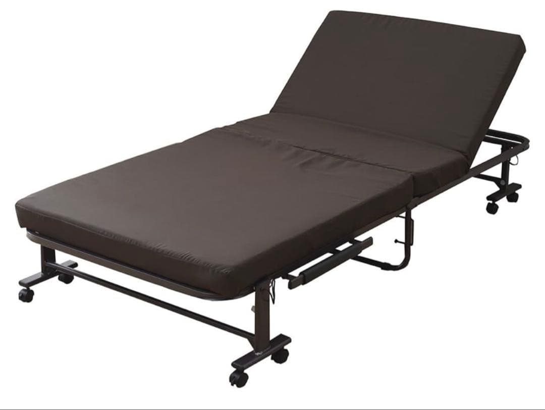 組立て不要の低反発折りたたみベッド(シングル) ダークブラウン