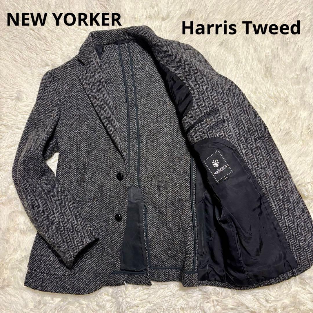 【美品】ニューヨーカーハリスツイードジャケット ウール100% M くるみボタン