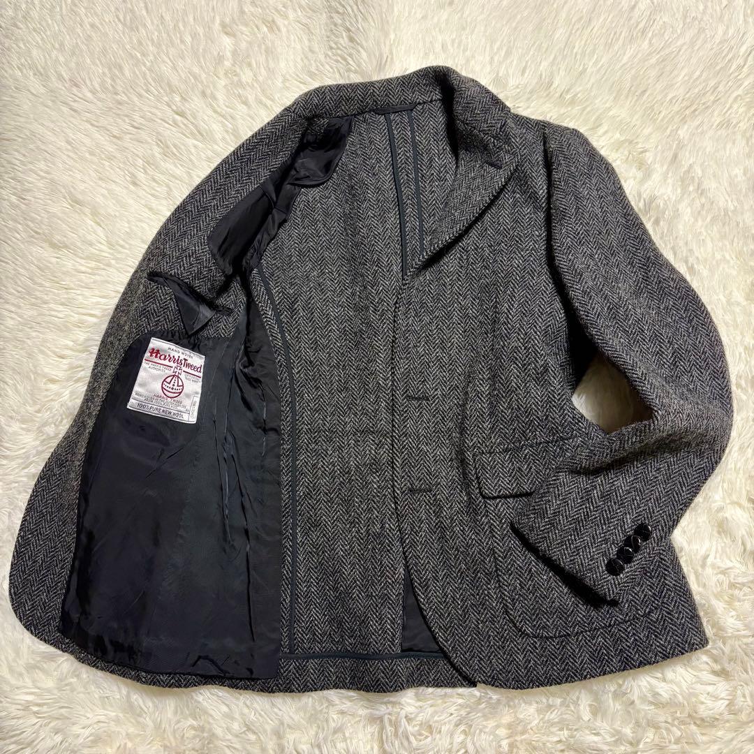 【美品】ニューヨーカーハリスツイードジャケット ウール100% M くるみボタン