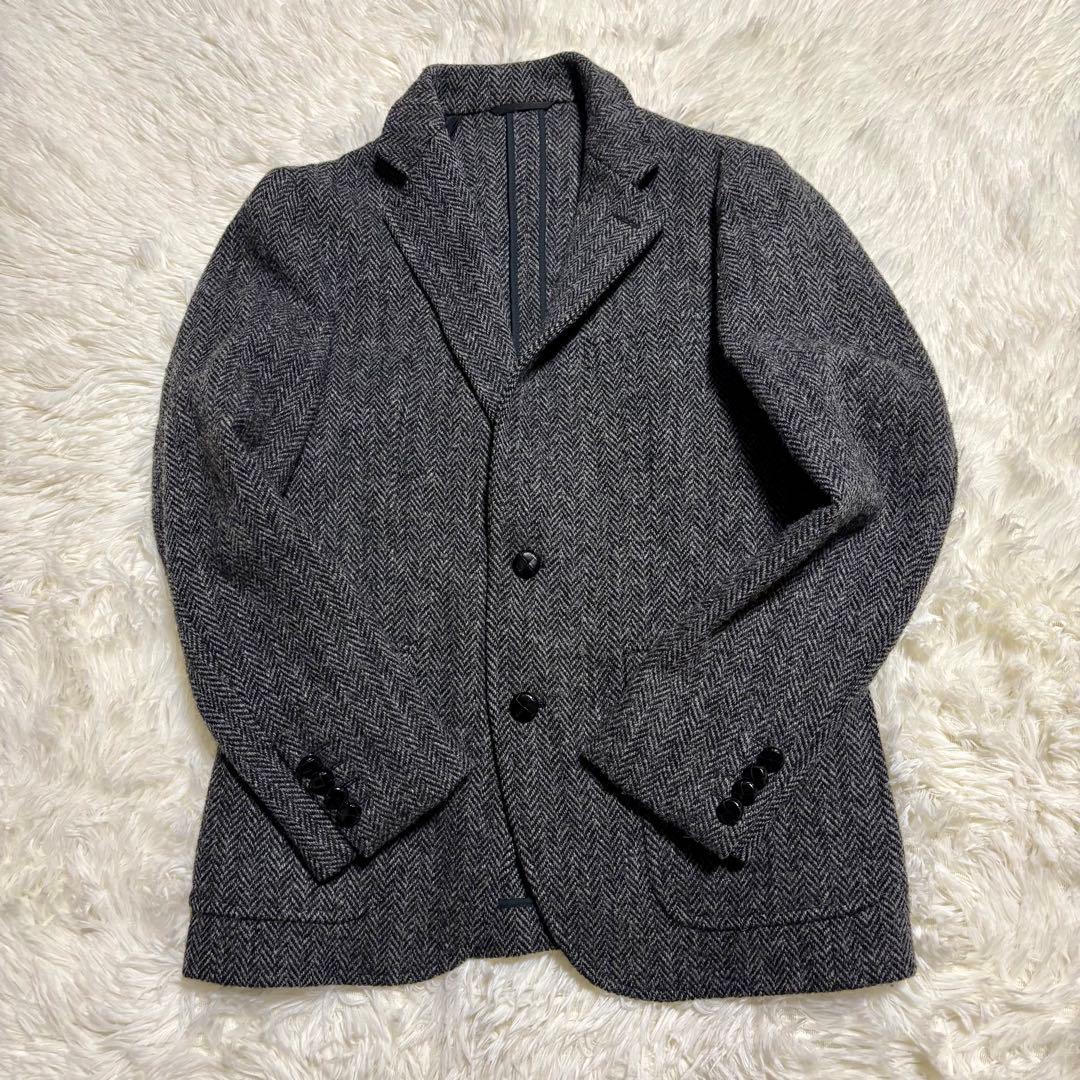 【美品】ニューヨーカーハリスツイードジャケット ウール100% M くるみボタン