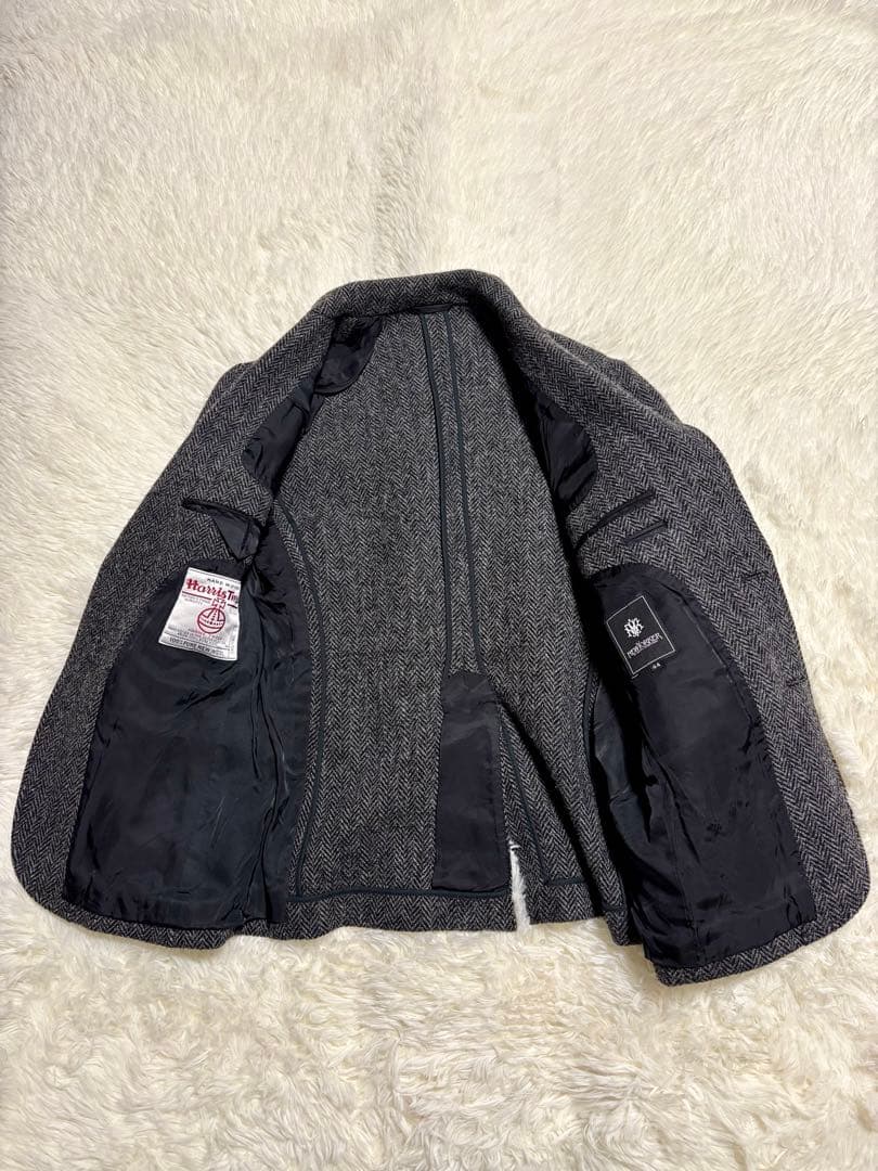 【美品】ニューヨーカーハリスツイードジャケット ウール100% M くるみボタン