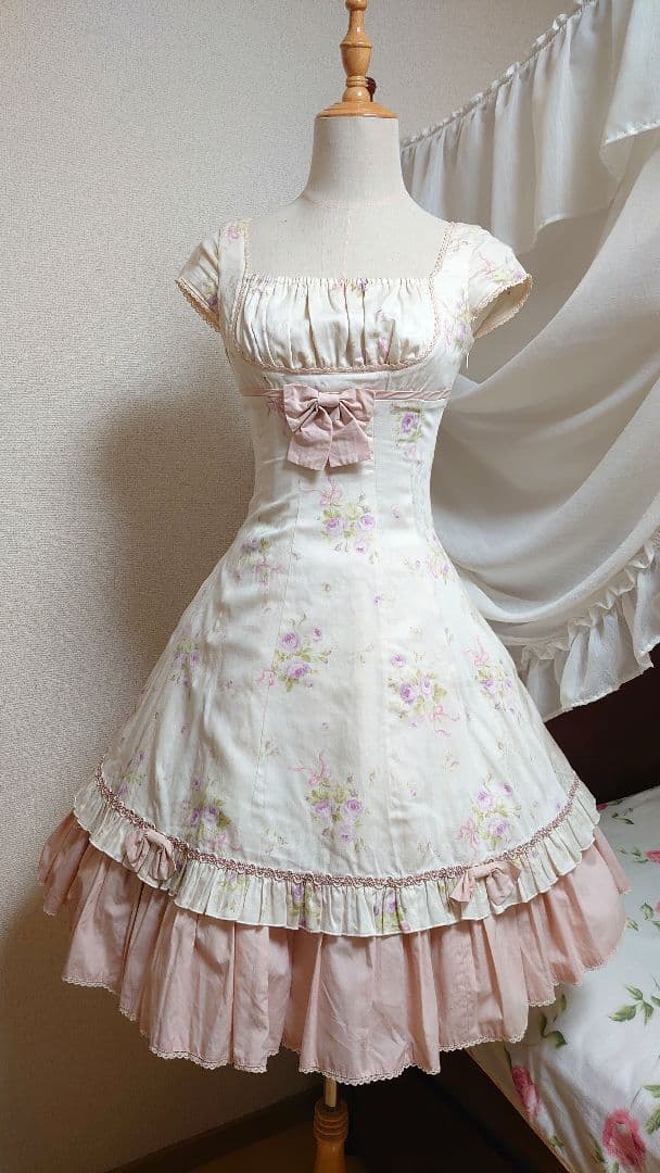 Mary Magdalene/プティブーケワンピース オフホワイト×ピンク