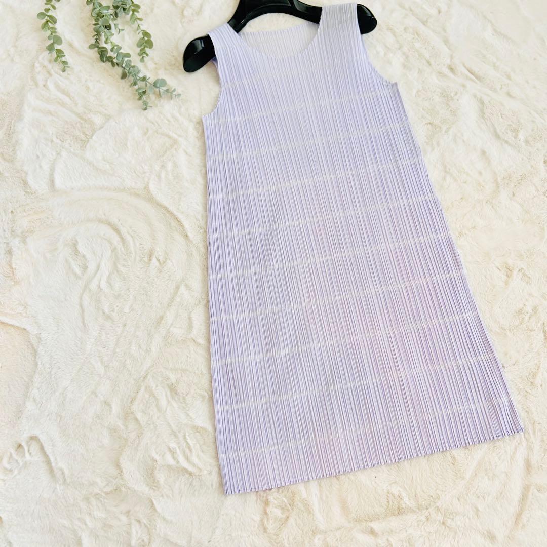 未使用❤️近年✨プリーツプリーズ ノースリーブ チュニック パープル春色