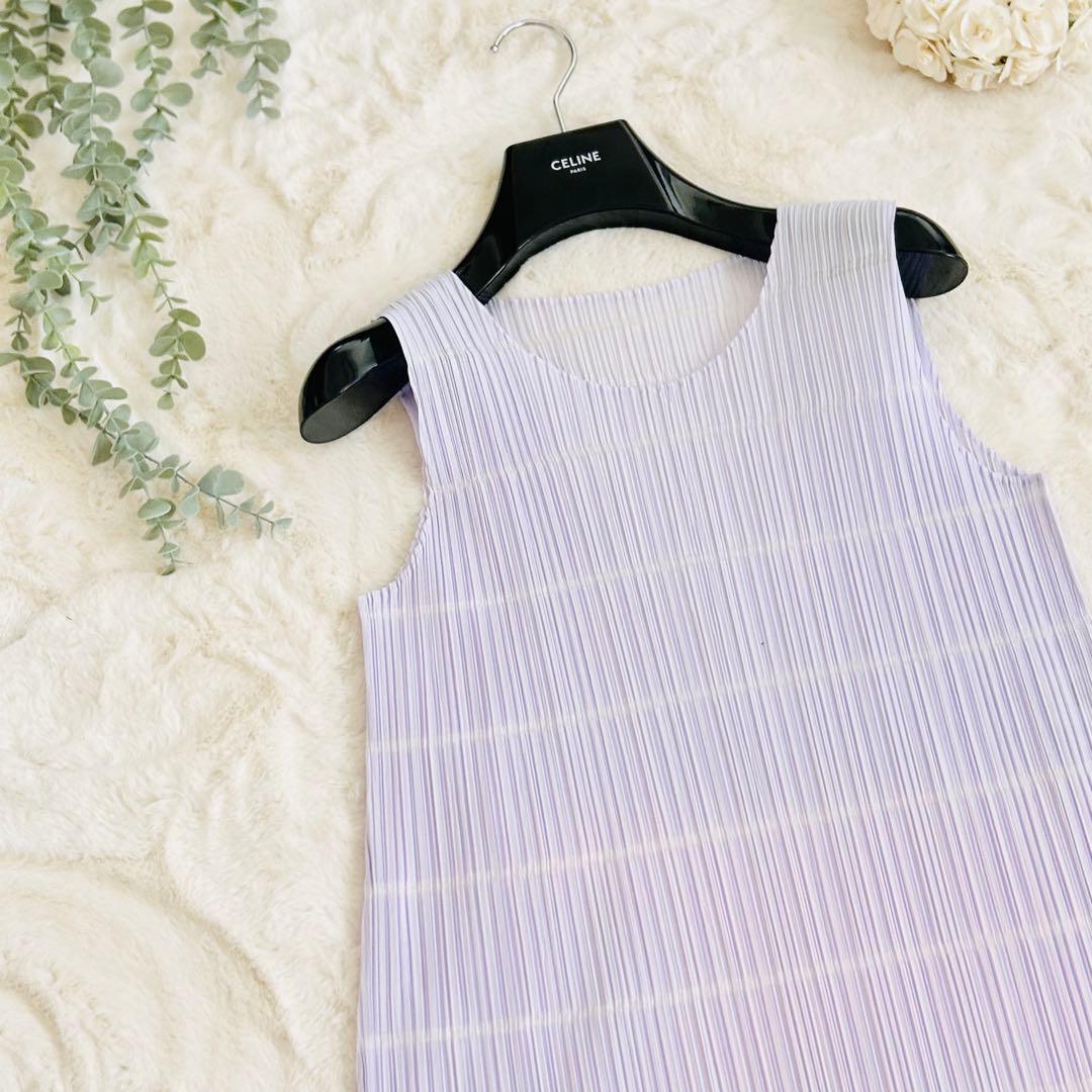 未使用❤️近年✨プリーツプリーズ ノースリーブ チュニック パープル春色